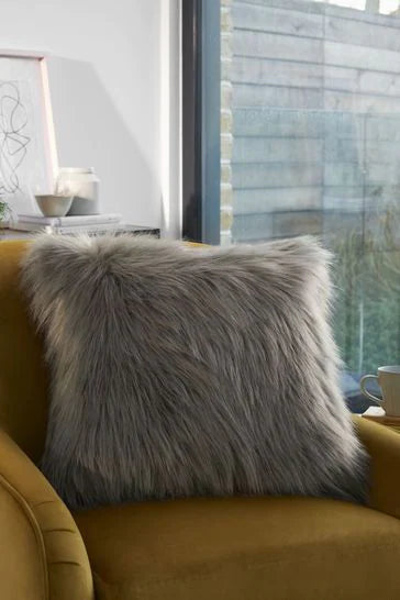 Fur Cushion-Gray