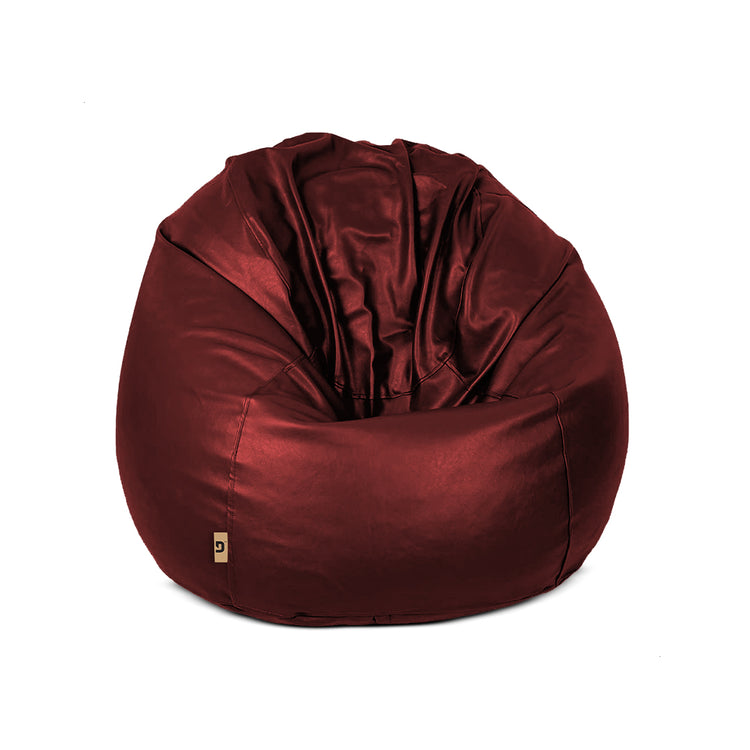 Bean Bag Leather-Black Red